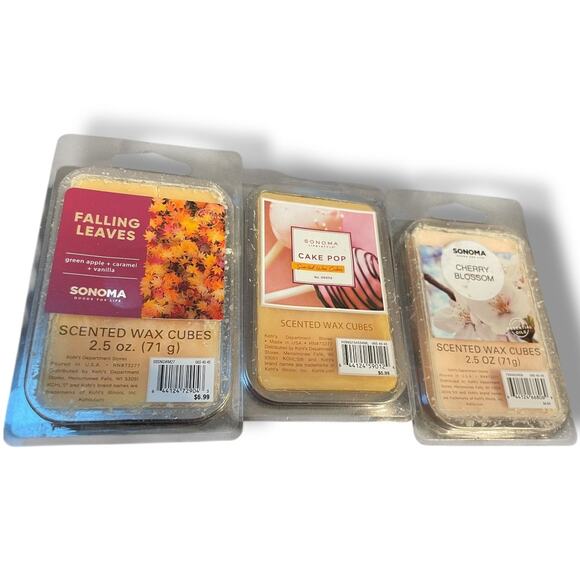 Sonoma Scented Wax Cubes Melts Falling Leaves Cake Pop & Cherry Blossom Lot of 3 - Picture 10 of 10